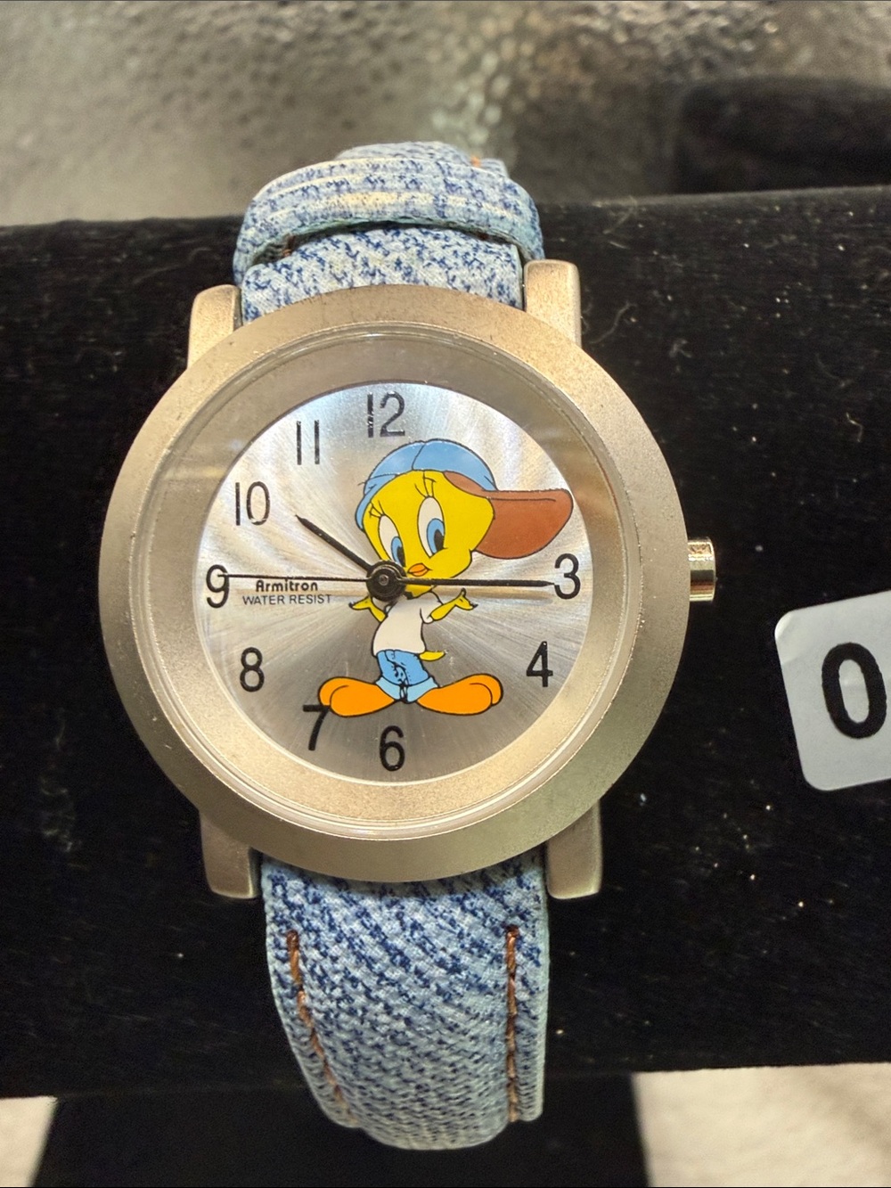 Armitron Tweety Dial Watch with Light Blue Denim-Style Strap